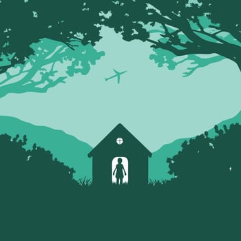 Child in a Secluded House, Airplane Overhead vector