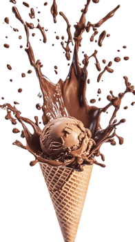 Chocolate Ice Cream Cone with Chocolate Sauce Splash png