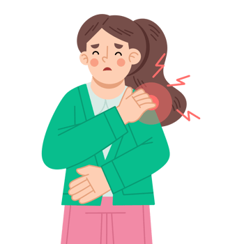 Illustration of a woman experiencing shoulder pain png