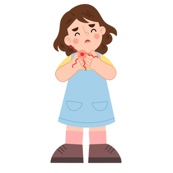 Illustration of a girl having a sore throat png