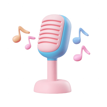 Colorful cartoon microphone with musical notes and vibrant design for fun and creativity. png