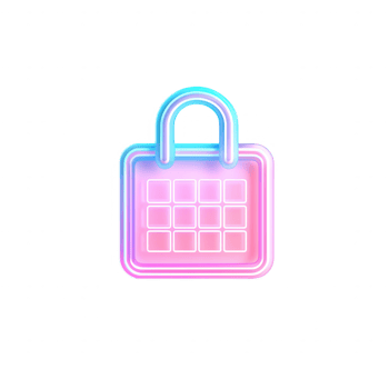 Stylized digital calendar icon with a lock symbolizing secure scheduling. png