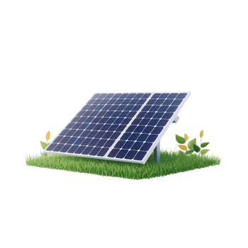 A solar panel on grass, symbolizing renewable energy and sustainability. png