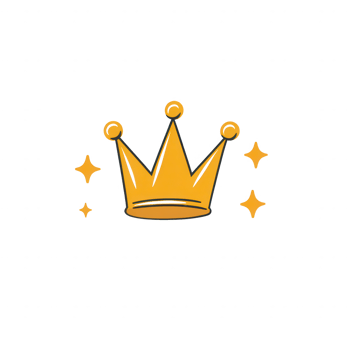 A vibrant golden crown symbolizing royalty and prestige, surrounded by sparkling stars. png
