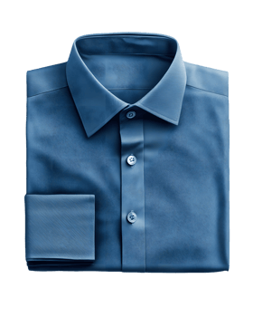 Folded Blue Dress Shirt with Point Collar and French Cuffs png