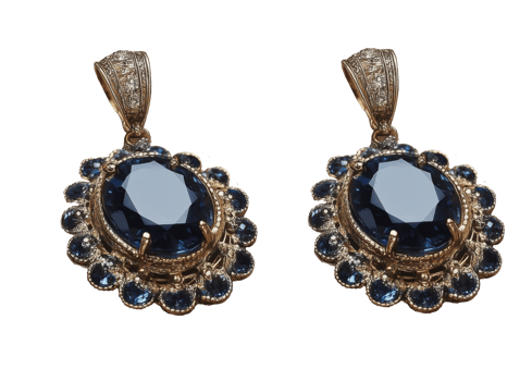 Vintage jewelry set with sapphire stones png