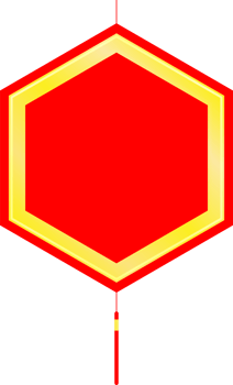 hexagon red sign golden border for Chinese New Year hanging copy space illustration design png