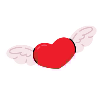 Red heart with wings. Love symbol. Valentine's day. Flat illustration vector