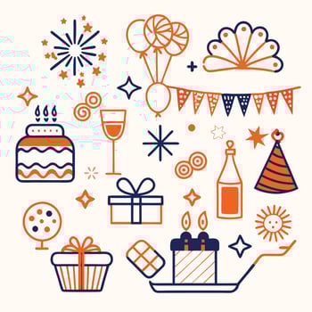 Celebration Icons Festive Party, Birthday, and Holiday Graphics vector