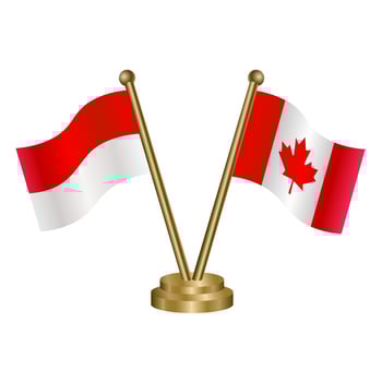 Indonesia and Canada table flag. Illustration vector