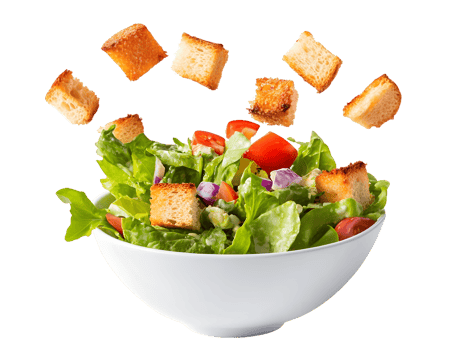 Salad with Croutons in White Bowl png
