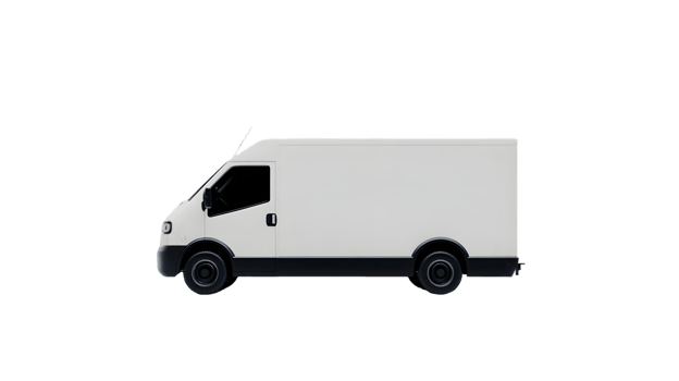 Side Profile of a White Delivery Van png