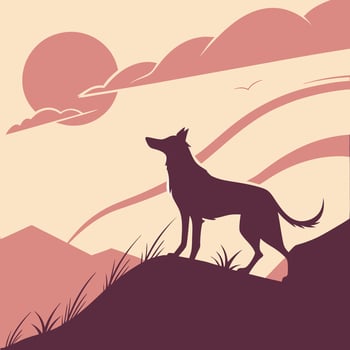 Wild Wolf Sunset Howl Illustration vector