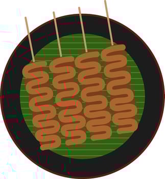 Illustration of intestine satay indonesian food vector