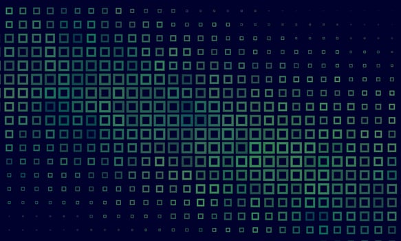 Abstract spectrum green bottom squares mosaic dark blue background. pixel futuristic space. vector
