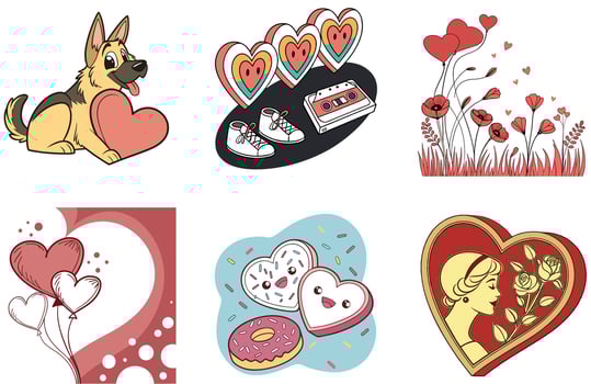 Pink Valentine Bundle - Delicate Floral Collection Illustrations vector