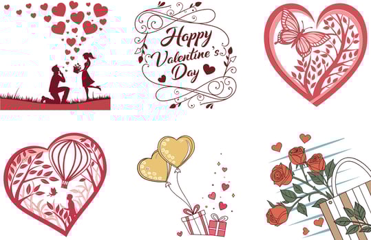 Red Ribbon Valentine Bundle - Elegant Design Collection Illustrations vector