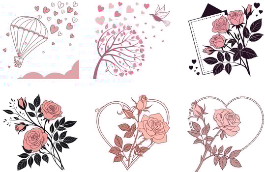 Sweet Valentine Bundle - A Charming Holiday Collection Illustrations vector