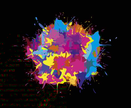 Rainbow splashes of paint stain vector
