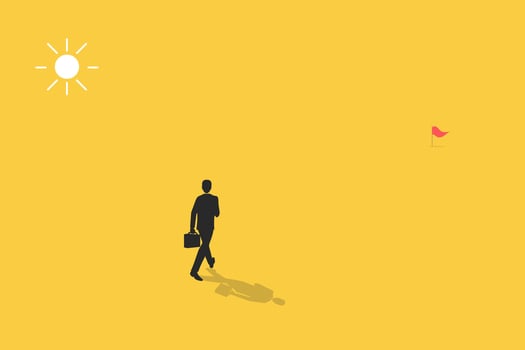 Businessman walking to next level. creative solution, goal, success, stereotype, concept. Symbol of challenge vector