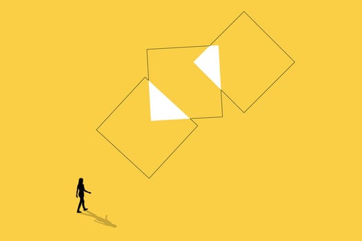 Business woman walking have big ambition. concept of success, opportunity, growth and motivation vector