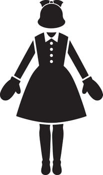 A silhouette of a girl in a dress and hat vector