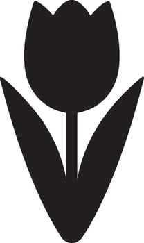A black and white tulip flower icon vector