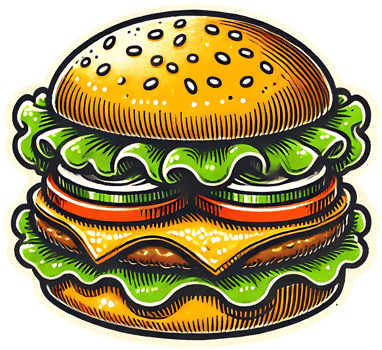 A hamburger with cheese and lettuce on it png