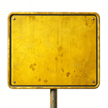 Rustic Yellow Blank Road Sign Board isolated on transparent background png