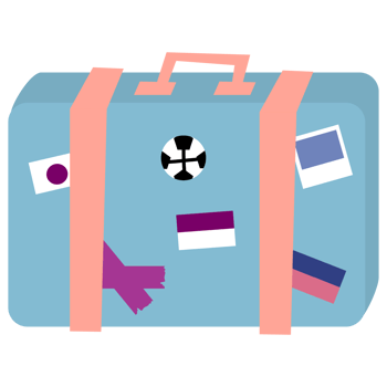 A traveling suitcase with various items inside png