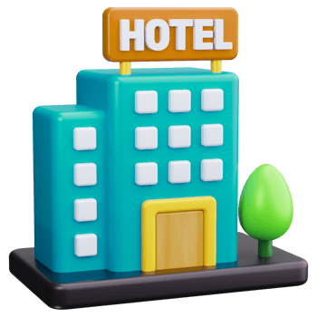 Hotel icon with a tree and building png