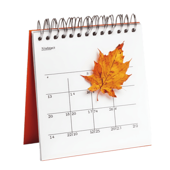 November table calendar with a decorative autumn leaf isolated on a clean transparent background, table calendar 2025 november isolated on transparent background png