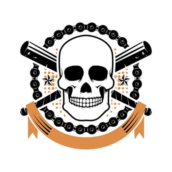 Skull with crossed baseball bats. Design elements for t-shirt print, poster template. illustration. vector