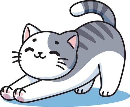 Cartoon cat doing stretching design art vector