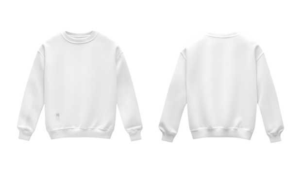 Front and Back View of White Crewneck Sweatshirt png