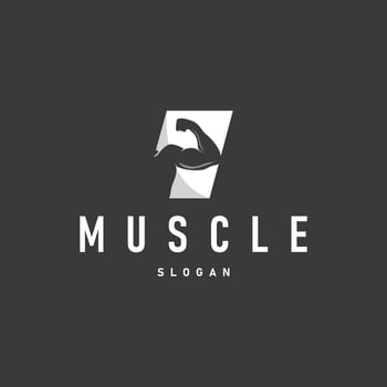 fitness design gym logo bodybuilder sport muscle strength simple silhouette illustration template vector