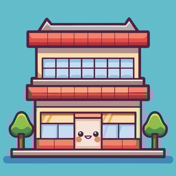 a cartoon building with a face on it vector