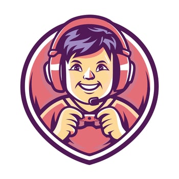 a boy wearing headphones and holding a controller vector