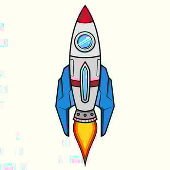 Cartoon rocket ship taking cartoon spaceship flighing through the stars vector