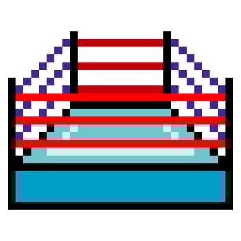 Sports boxing ring in pixel art style vector