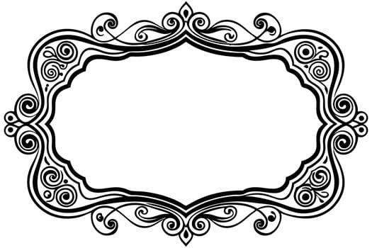 a black and white ornate frame with swirls vector