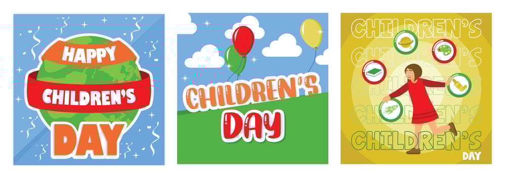 Celebrate Children's Day with great joy with colorful balloon decorations in the blue sky. vector