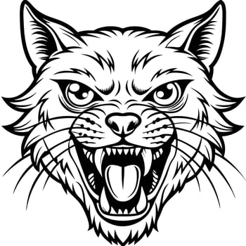 a black and white illustration of a cat head vector