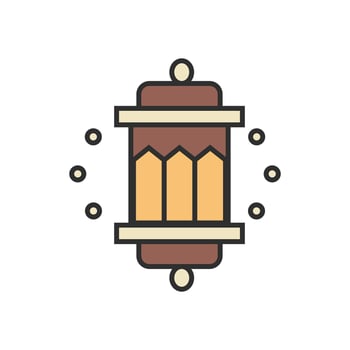 Islamic symbol flat icon isolated on white background, islamic brown lantern icon ramadan vector