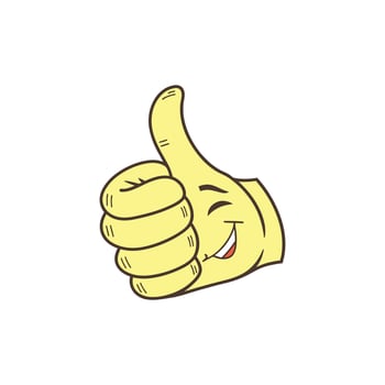 A cartoon thumb up thumb with a smiley face vector
