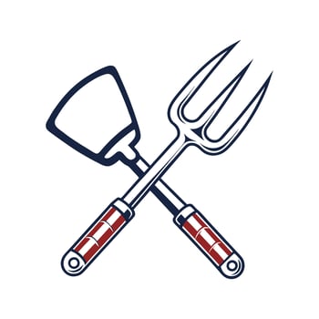 Two forks and a spade with an american flag on it vector