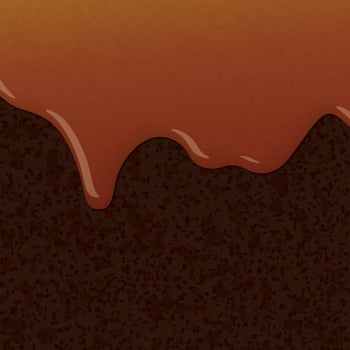 Caramel syrup pouring on browine cake texture square background graphic illustration. vector