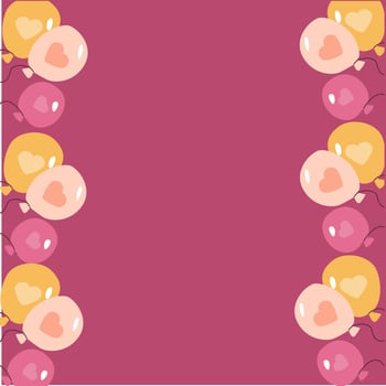 Colorful heart balloons frame on vibrant magenta background for celebrations vector