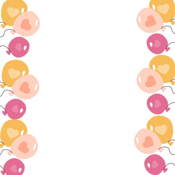 Heart pattern balloons on white background with vertical alignment vector