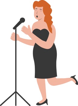 Beauty Woman Singer with Black Dress vector